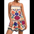 thumbnail image 1 of Vestido Minivestido Bohemio Floral con Tirantes Finos y Bajo con Volantes para Mujer para Vacaciones. Albaricoque M, 1 of 9