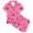Hot Pink, variant on Girls Christmas Pajama Set Short Sleeve Top and Shorts Cute Holiday Sleepwear Soft Comfortable Two-Piece Outfit for Kids