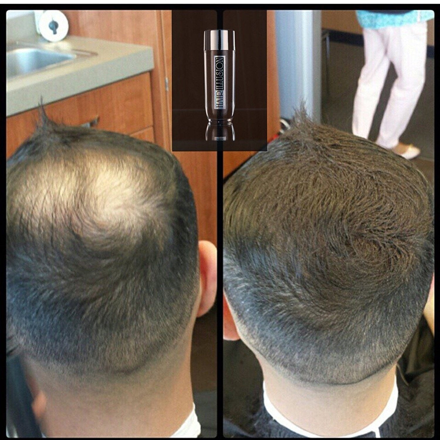 HAIR ILLUSION - 100% Real Human Hair Fibers - Not Synthetic - For Men & Women, Premium Hair Building Formulation, Brown - 38g