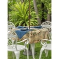 thumbnail image 3 of Outdoor Tablecloth with Umbrella Hole for Patio/Picnic/Party/Camping, Vintage Palm Trees Waterproof Table Cloth Round Cover Washable, Summer Botanical Retro Watercolor (Dia 60"), 3 of 8