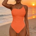 thumbnail image 4 of cocolona Womens One Piece Swimsuit Sumemr Solid Color Slim Tummy Control Bathing Suit Vacation Beach Swimwear, 4 of 6