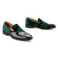 thumbnail image 3 of Men's Velvet Loafers Classic Patent Leather Tuxedo Dress Shoes for Weddings Formal Events Stylish Comfortable Slip-Ons for Men, Green/65, 9 US, 3 of 5