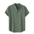 thumbnail image 2 of Playera Elvqul Hombre Verde del Ejército Manga Corta Casual de Color Sólido con Solapa Botones, 2 of 6