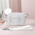 thumbnail image 4 of Hovmgk Portable Waterproof Wristlet Pouch, Bow Pattern with Clear Card Slot, Stylish Wristlet Bag, Waterproof Travel Pouch for Cards & ID, Versatile Use for Daily Commuting, Pink/Blue, 4 of 5