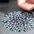 thumbnail image 4 of Paintings Flowers, Teal, Aqua, Navy Blue Round Carpet Circle Rug Outdoor Patio Area Rug Washable Large Area Rugs Hallway Room Decor Fitness Mats, 4 of 8