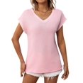 thumbnail image 2 of Suéter Sin Mangas para Mujer, Informal, con Cuello en V y Mangas , de Punto, Color Rosa, Talla M, 2 of 9