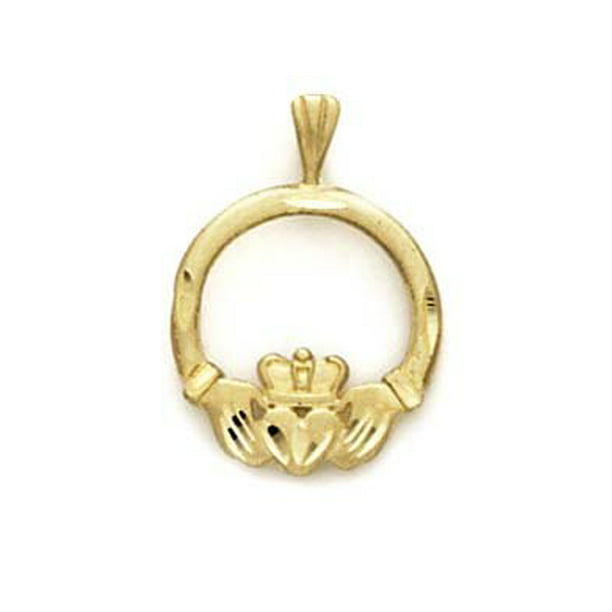 JewelryWeb - 14k Yellow Gold Claddagh Pendant - .8 Grams - Walmart.com