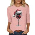 thumbnail image 4 of Camisetas de Manga Larga de las Mujeres Impresión de Navidad Cuello Redondo 3/4 Manga Suéter Superior, Moda Informal para Fiesta de Vacaciones Y Uso Diario, 4 of 7