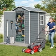 thumbnail image 6 of Asofer Outdoor Storage Shed with Floor, 6' x 4' Resin Storage Shed, Plastic Garden Shed, All-Weather Colorfast, Gray, 6 of 10
