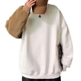 thumbnail image 2 of Jersey de gran tamaño Bloque de color Forma de oso Espalda Felpa Sudadera informal de gran tamaño unisex para mujeres Hombres Blanco L, 2 of 8