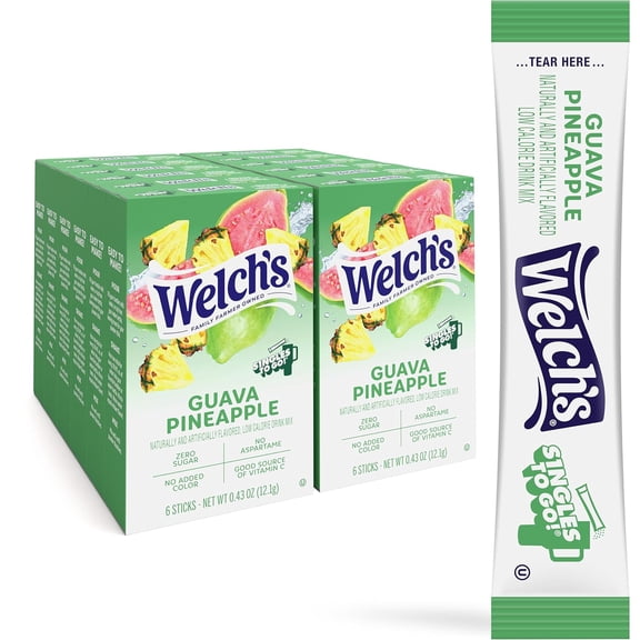 12x Boxes Welch's Guava Pineaple Single On The Go Drink Mix Water .43oz 6ct Per Box 72 Total Sugar Free