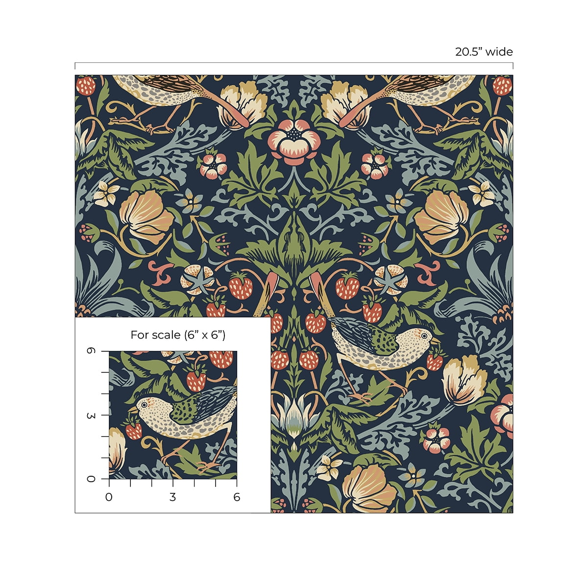 NextWall Midnight Blue Aves Garden Peel and Stick Wallpaper