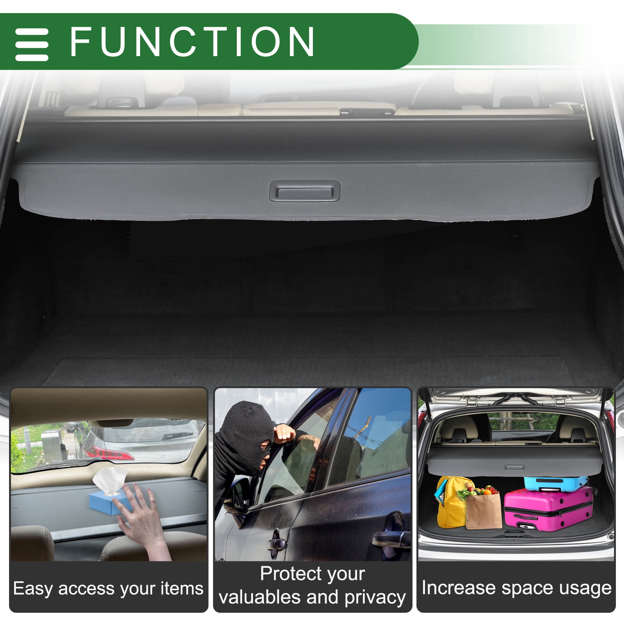 Unique Bargains Retractable Cargo Cover for Ford Bronco Sport 2021-2025 Rear Trunk Shade