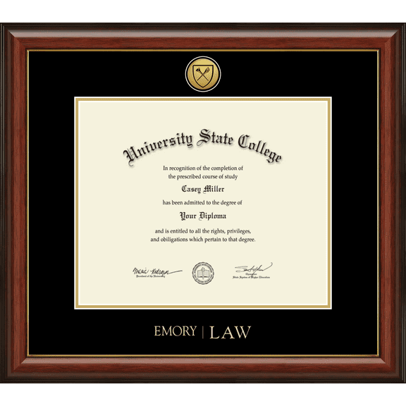Emory University School of Law Diploma Frame, Document Size 17" x 14"