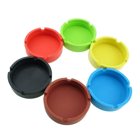 Round Ashtray - InnoLife - Eco-Friendly Colorfull Premium Silicone Rubber High Temperature Heat Resistant Round Design Ashtray (6 mixed colors)