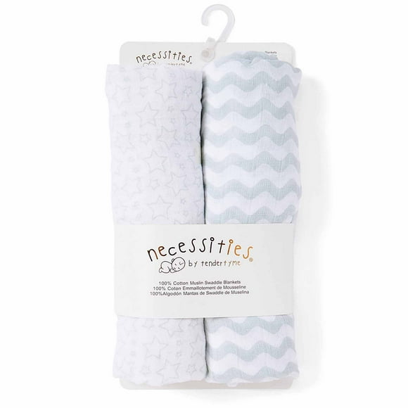 Grey Star Swaddle Blanket - Set of Two