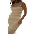 thumbnail image 4 of Femmes Bodycon Maxi Robe Été Plissée Dentelle Garniture Longue Robe de Glissement Y2K Spaghetti Sangle Cou Carré Étagé Robes de Soirée, 4 of 6