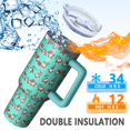 thumbnail image 5 of Turquoise Christmas Gnome Pattern Tumbler with Handle and Lid,40oz Double Wall Vacuum Insulated Tumbler,Cups Gift for Women and Men, 5 of 7
