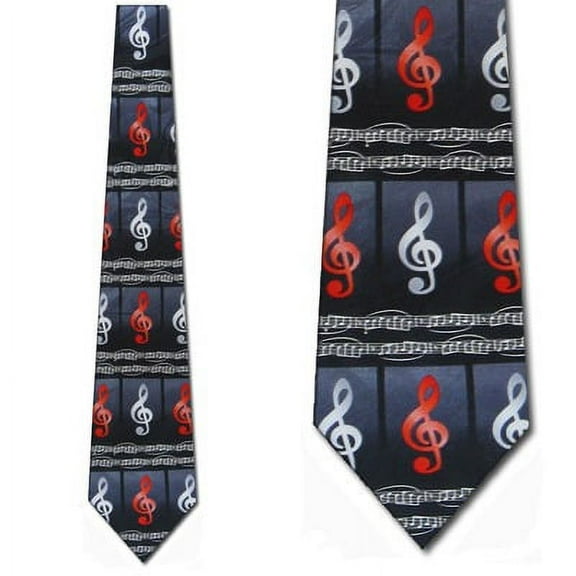 Treble Cleff Black Necktie Mens Tie by Steven Harr