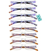 8 Pairs Reading Glasses, Blue Light Blocking Glasses, Computer Reading Glasses for Women and Men, Fashion Square Eyewear Frame (4bluefloral+4tortoise,+1.75 Magnification)