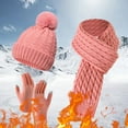 thumbnail image 2 of WTXUE Womens Winter Warm Knit Beanie Hat Gloves Long Neck Scarf Set with Fleece Lined Skull Caps Gifts for Women Winter Warm Wool Hat Scarf Gloves Three Pieces Pink One Size, 2 of 3