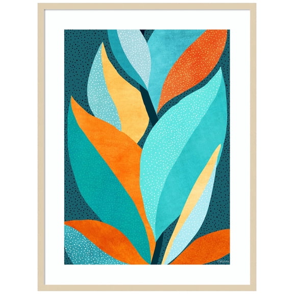 Amanti Art Abstract Tropical Foliage Wood Framed Wall Art Print