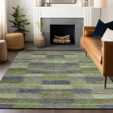 Addison Rugs Chantille Indoor/Outdoor Transitional Stripes Aloe Washable Rectangle Rug, 10' x 14'