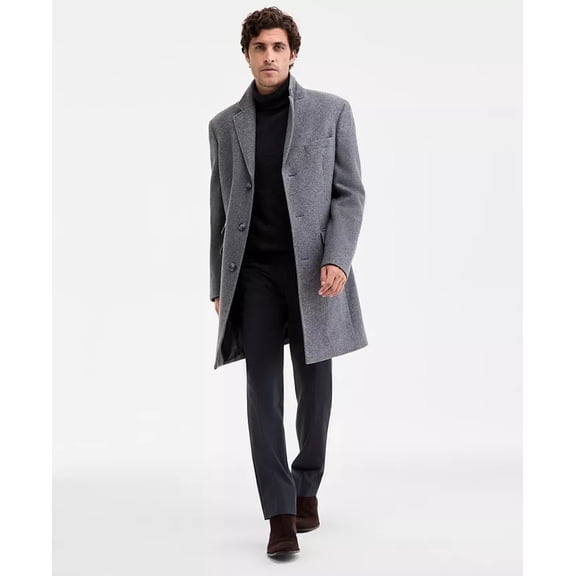 Ted Baker Ted by Men's Classic-Fit Twill Wool-Blend Overcoat Coat 48 R Grey