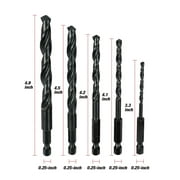Hyper Tough 5-Piece1/4-inch Hex Shank Drill Bit Set, Black Oxide