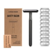 KINGHOOD Copper Safety Razor for Men with 10 Double Edge Blades for Sensitive Skin,Reusable Metal Manual Eco-Friendly Single Blade Razor