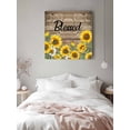 thumbnail image 3 of Canvas Print Wall Art Farmhouse Sunflower Blessed Country Vintage Brown Wood Grain Framed Canvas Art Wall Decor Pictures Painting Morden Artwork for Living Room Bedroom, Ready to Hang, 16"x16", 3 of 4