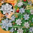 thumbnail image 3 of 20 piezas 14,5 cm Flores navideñas artificiales con purpurina Decoración para árbol de Navidad Adornos de feliz año nuevo Navidad, A, 3 of 5