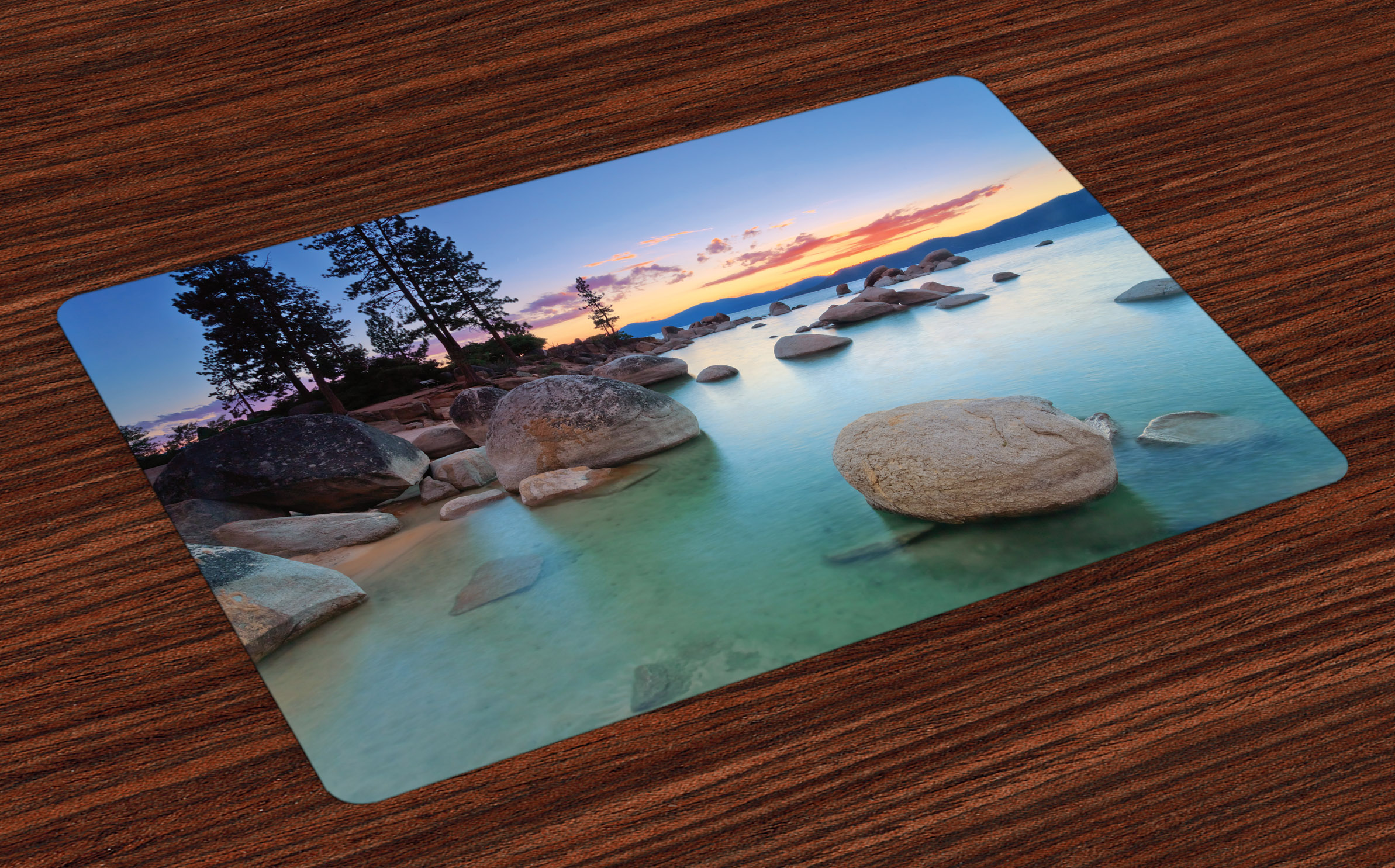 Lake Placemats Set of 4 Horizon on Stoned Sea Exquisite Sun Beams and
