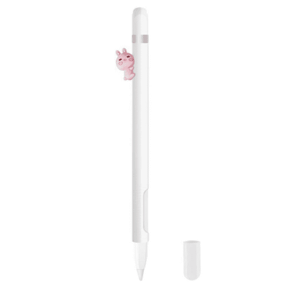 Compatible for Apple Pencil 2, Pen Cover- Shatter-Resistant Silicone Cute Soft Touch Pen Case Pencil Protective Shell Capacitive Stylus Sleeve Holder Protector(White)