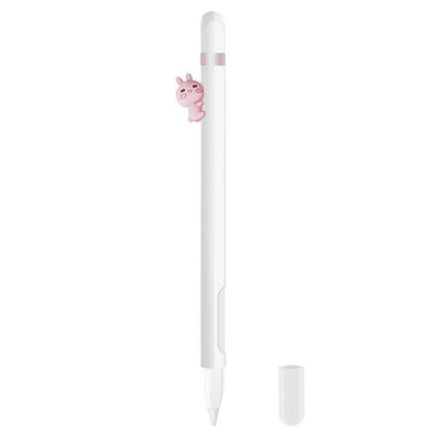 Compatible pour Apple Pencil 2, Étui pour Stylet - Silicone Résistant aux Bris, Mignon, Toucher Doux, Étui de Stylet, Étui de Protection pour Crayon, Manchon Capacitif pour Stylet, Protecteur (Blanc)