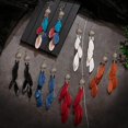 thumbnail image 3 of Pendientes bohemios con borlas y plumas, con circonitas, para mujeres y niñas, regalos de cumpleaños y vacaciones., 3 of 3