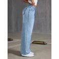 thumbnail image 4 of Women's High - Waisted Wide - Leg Jeans Loose Fit  Elegant Drop Hem Denim Pants With Button Retro Casual Trend Cotton Denim Classic Button  Pocket Design Light Blue Wash Fashion Everyday Pants, 4 of 5