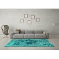 thumbnail image 3 of Ahgly Company Machine Washable Indoor Rectangle Oriental Turquoise Blue Industrial Area Rugs, 8' x 12', 3 of 4