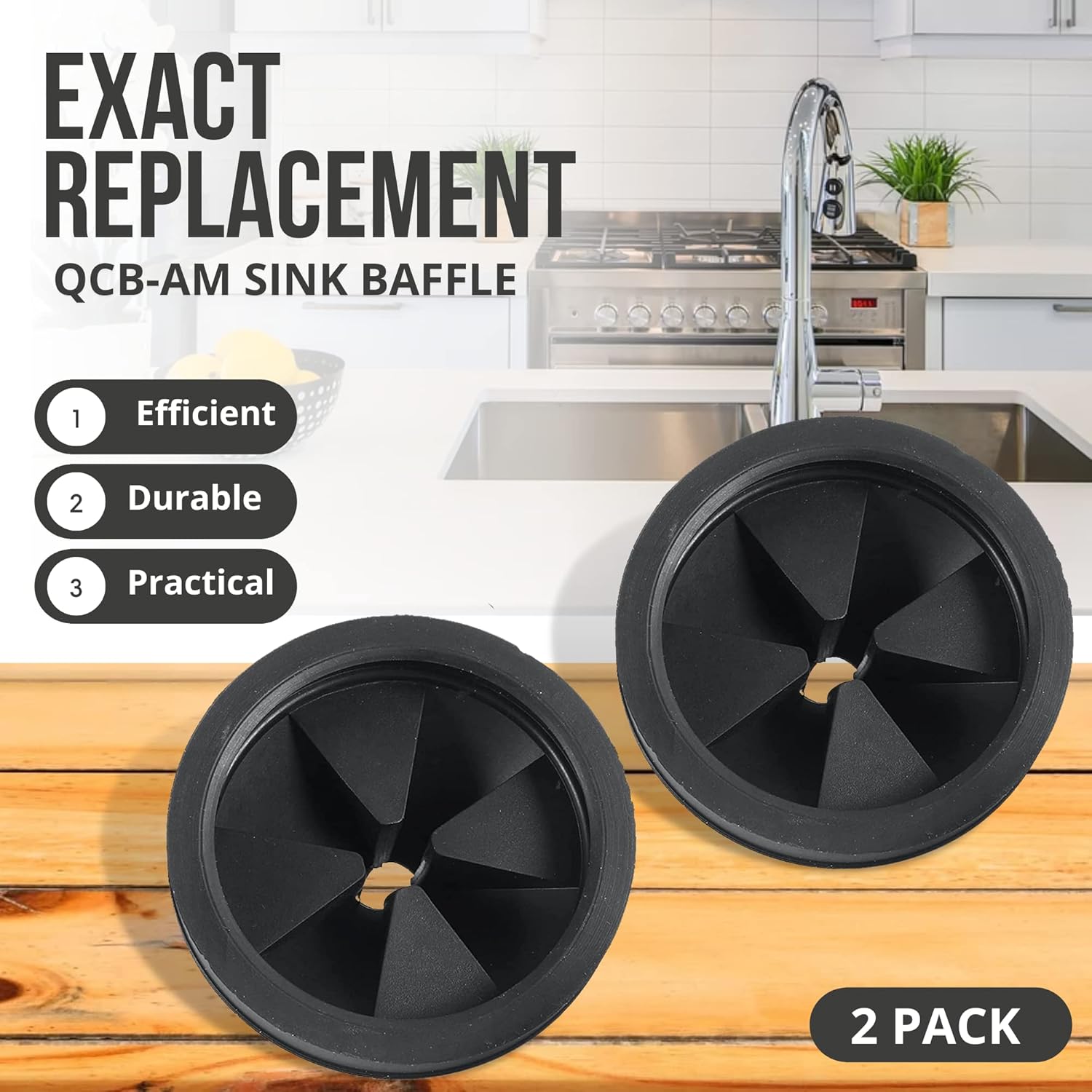 4 Piece Black Rubber Sink Stopper Garbage Disposal Splash Guard Set Compatible With InSinkErator
