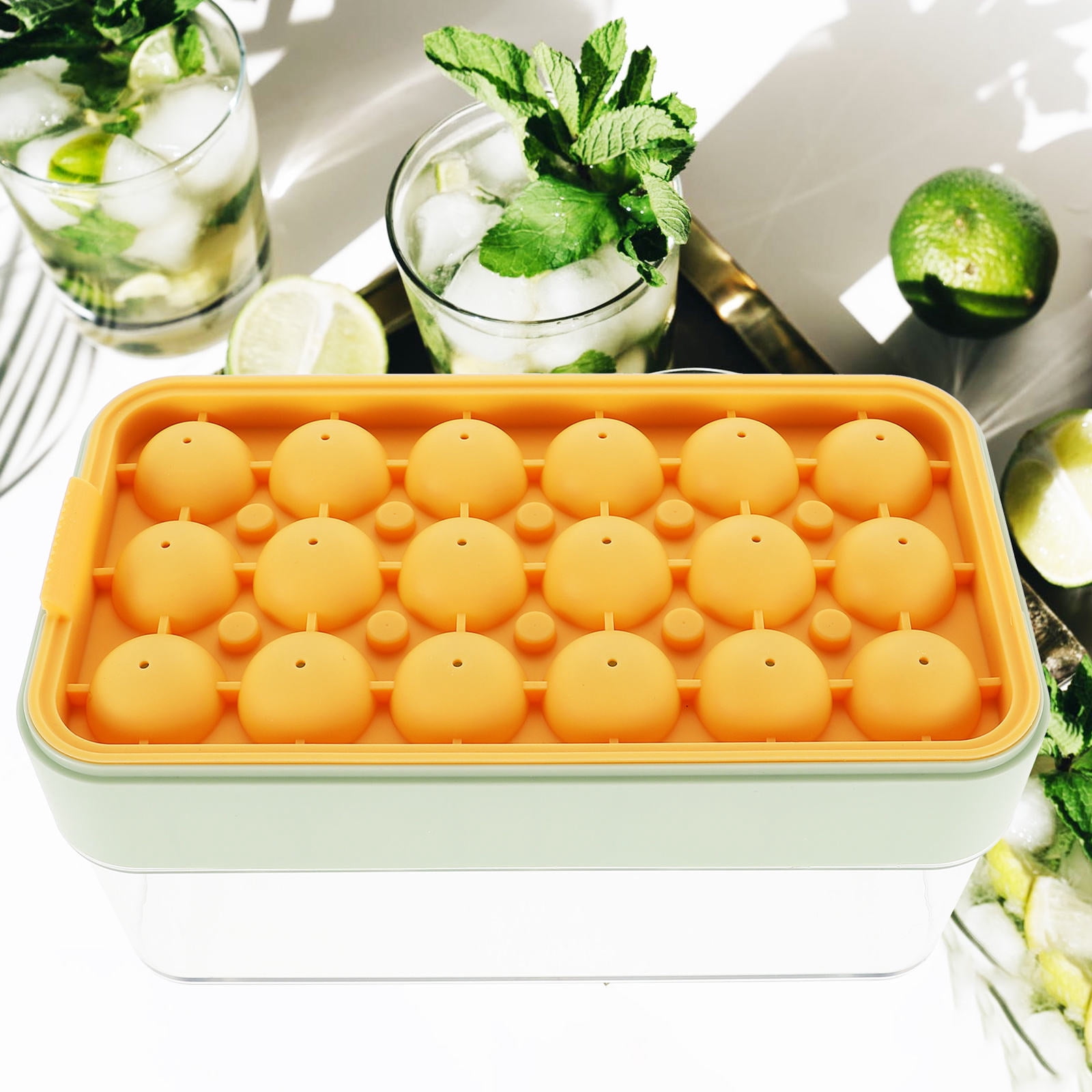 LEORX 1 Set Ice Tray for Freezer Plastic Ice Sphere Maker Nonstick Surface for Home Use
