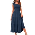 thumbnail image 1 of Prolriy Robes Printemps Été pour Femmes 2025 Robe Maxi d'Été pour Femmes Robe Longue Sans Manches à une Épaule Ourlet à Volants Robe Fluide Robes d'Été pour Femmes, Robes pour Femmes Marine G, 1 of 8