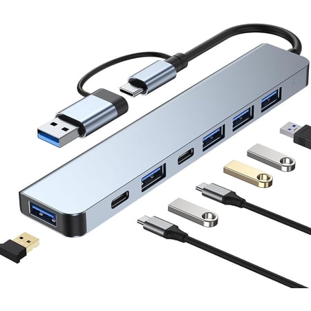 USB C Hub 7 in 1 Multiport Adapter, with USB 3.0, USB 2.0 Type-C Data PD Charging Ports for Laptop, PC, Desktop and Other Type C Devices