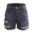 thumbnail image 3 of Women's Summer Denim Shorts Light Wash Distressed Mid Waisted Frayed Hem Ripped Jean Shorts Casual Hot Pants Gray XXL, 3 of 7