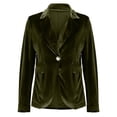 thumbnail image 3 of Aihuaihua Womens Velvet Blazer Business Casual Button Down Suit Jacket Vintage Elegant Slim Fit Blazers Work Office Coats Army Green S, 3 of 5