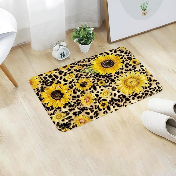 Fufafayo under $5 Doormat, Soft Non-Slip Floor Rug, Sunflower Pattern for Bedroom, Absorbent Carpet for Home Entrance, Decorative Mat for Bathroom and Living Area