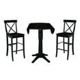 thumbnail image 4 of 42" Round Solid Wood Bar Height Pedestal Dining Table with 2 Bar Height Stools in Black by International Concepts, 4 of 4