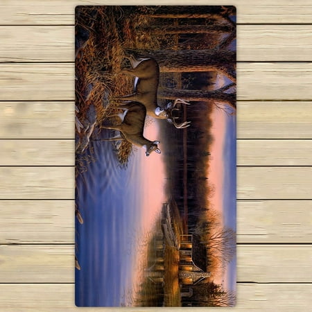 - GCKG River Edge Deers Towels,River Edge Deers Beach Bath Towels Bathroom Body Shower Towel Bath Wrap For Home,Outdoor and Travel Use Size 30x56 inches