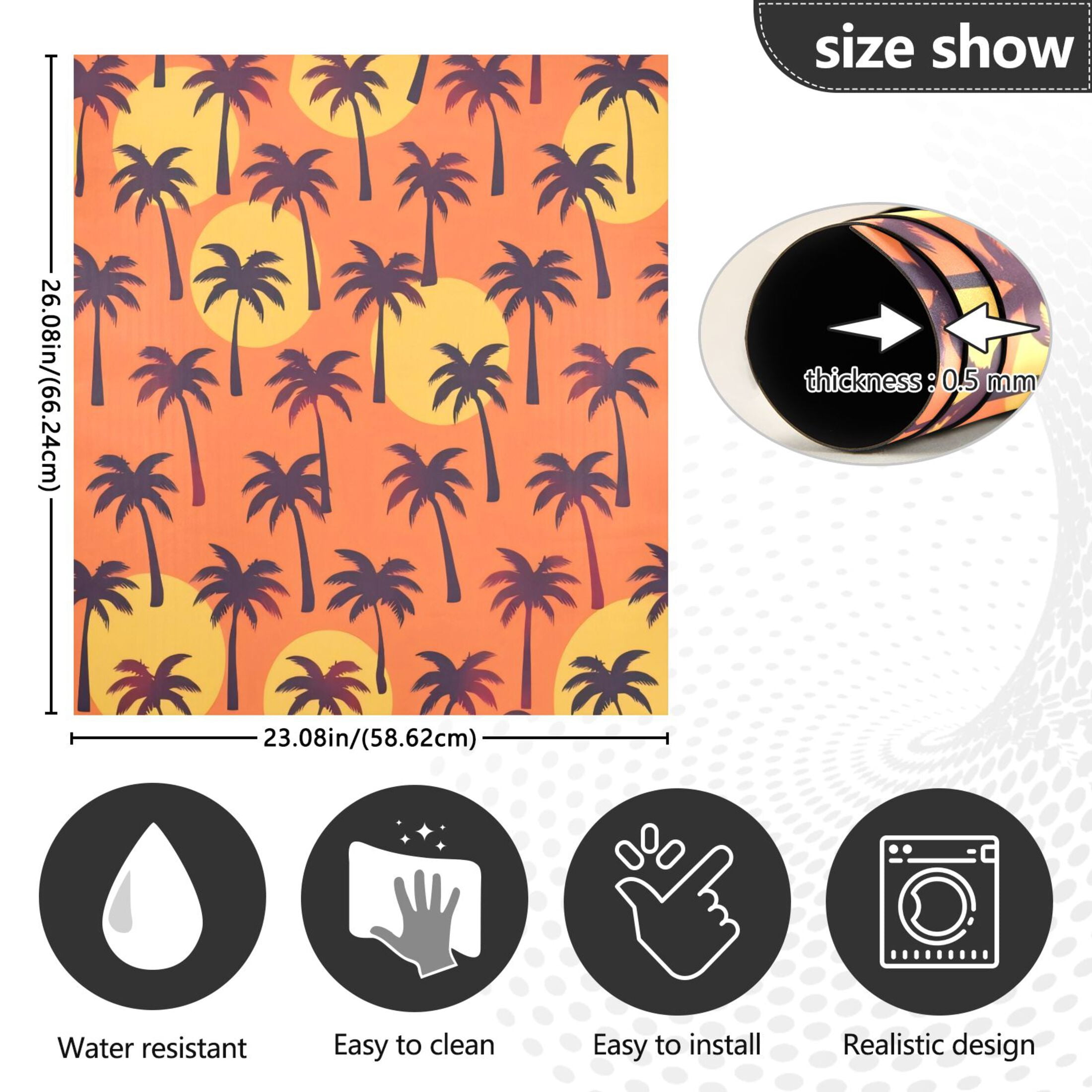 Dishwasher Magnetic Sticker 23x26 Inch Refrigerator Magnetic Sticker Washing Machine Magnetic Sticker Kitchen Panel Magnetic Sticker Home Decor Orange Sunset Coconut Tree