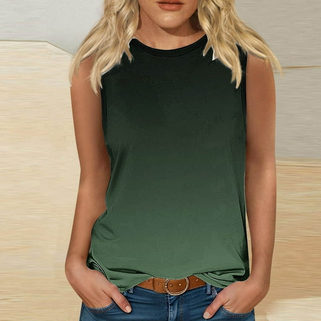 LSLJS Blouse Sans Manches à Col Rond Imprimée Décontractée pour Femmes, Débardeurs pour Femmes