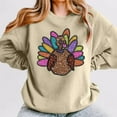 thumbnail image 3 of Oversized Thanksgiving Sweatshirts For Women Graphic Comfort Colors Hoodies Thanksgiving Turkey Printed Long Sleeve Crew Neck Loose Fit Pullover Khaki XXL, 3 of 4
